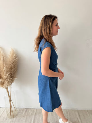 Blue denim knot dress