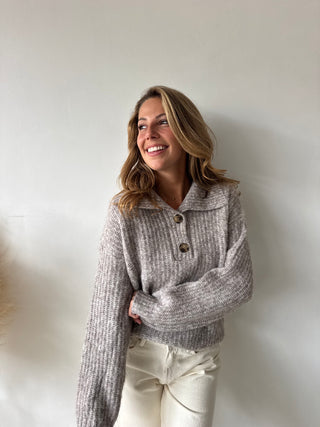 Collar soft taupe knit