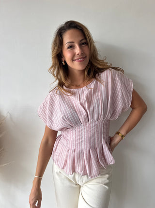 Pink peplum top