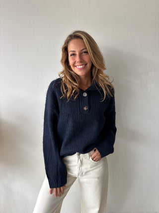 Collar soft navy knit
