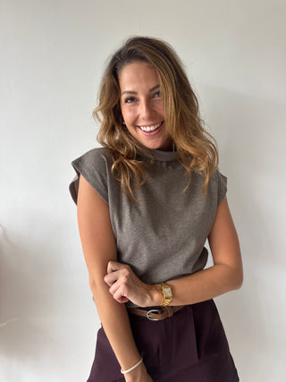Soft taupe turtleneck top