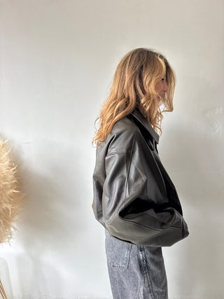 Coffee leather jacket