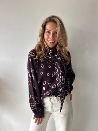 Burgundy patterned scarf knit