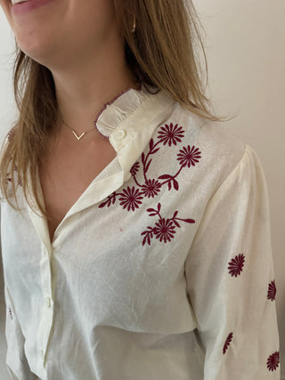 Burgundy flowers blouse