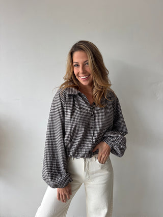 Brown checked blouse