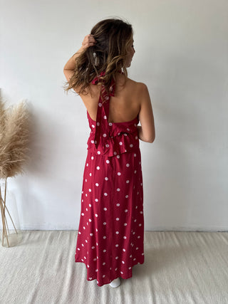 Burgundy polka dots set