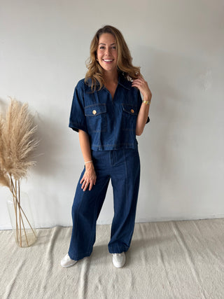 Blue denim co ord set