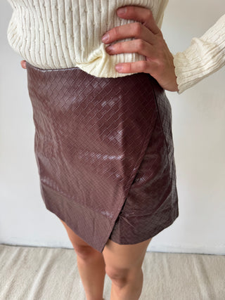 Burgundy leather skort