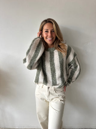 Olive striped knit