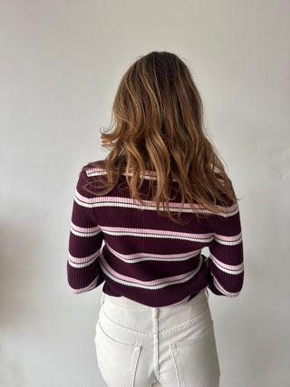 Burgundy pink ribbed top