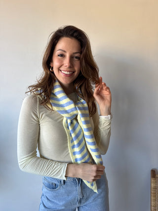 Yellow blue striped scarf