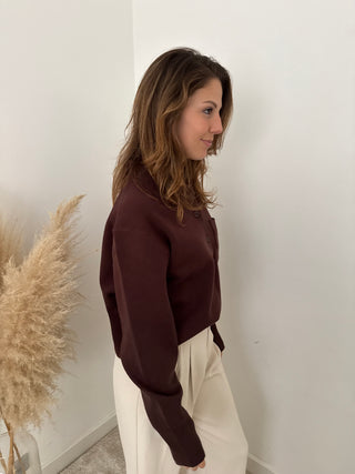 Brown pocket soft knit