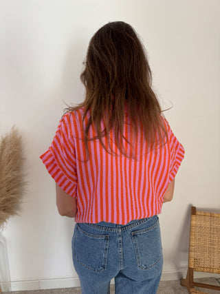 Pink orange fuchsia tetra blouse