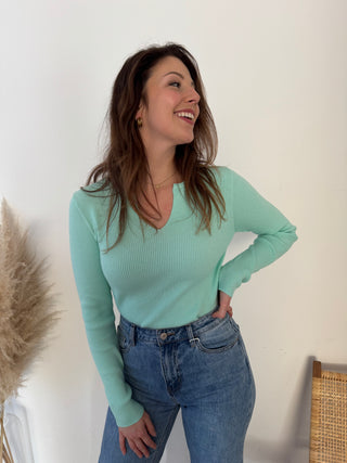 Turquoise ribbed top