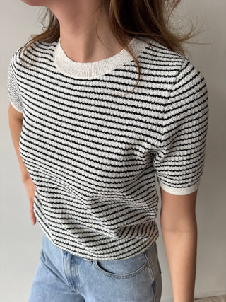 Black white striped top