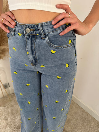 Yellow lemons denim pants