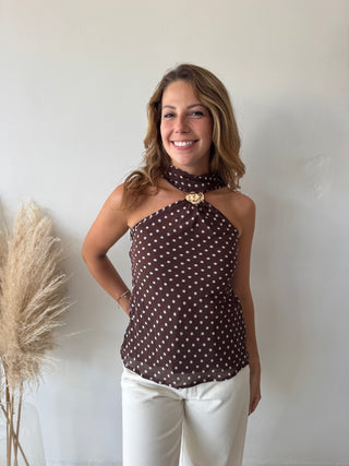 Polka dot brown top