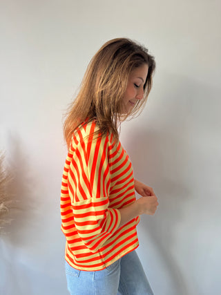 Orange yellow striped top