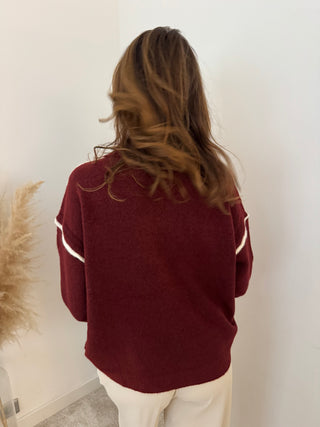 White details burgundy knit