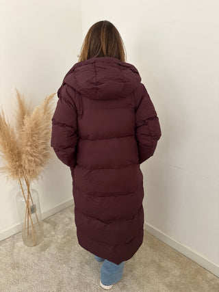 Burgundy puffer coat