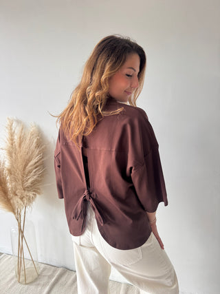 Brown knot back t-shirt