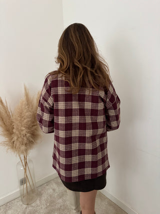 Burgundy checked shirt