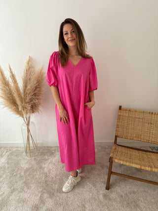 Fuchsia linen maxi dress