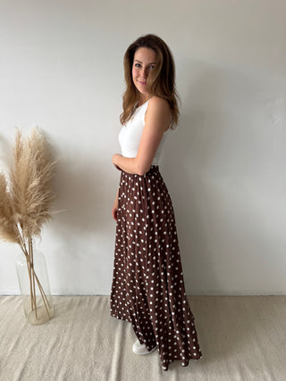 Brown polka dots skirt
