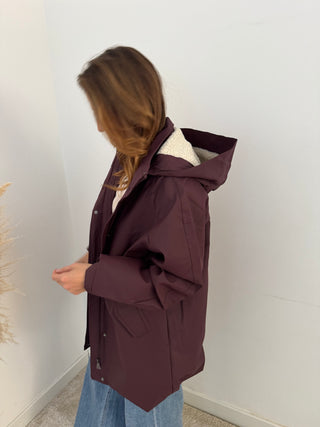 Burgundy rain jacket