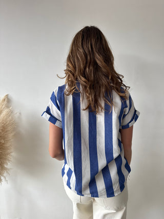 Blue white striped shirt