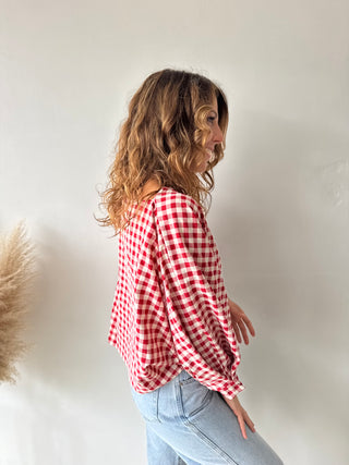 Vichy boatneck top