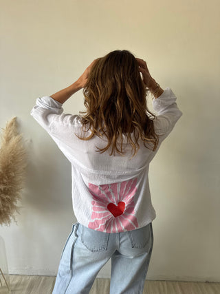 red heart white tetra shirt
