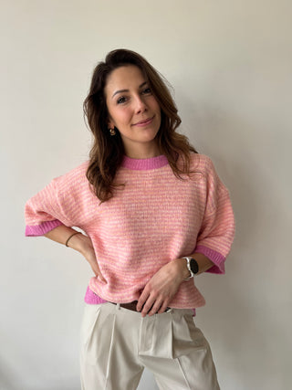 Fuchsia details pink knit