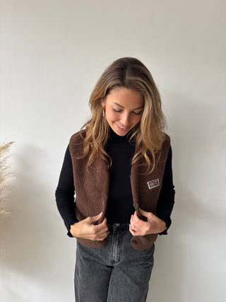 Brown teddy vest