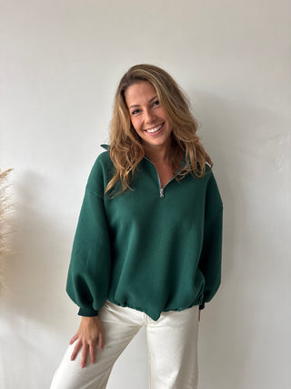 Green fleece zipper sweater