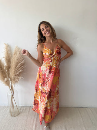Orange yellow flowered dress