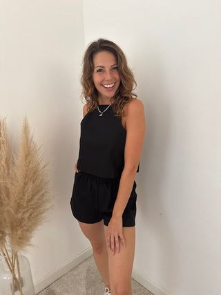 Black linen summer set