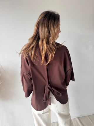 Brown knot back t-shirt