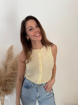 Yellow white summer top