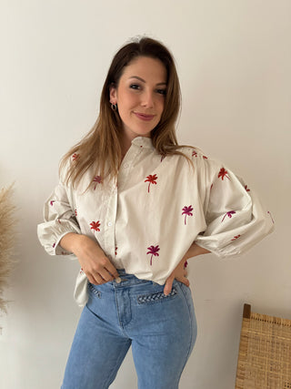 Palmtrees beige blouse