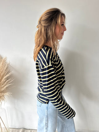 Blue yellow striped longsleeve
