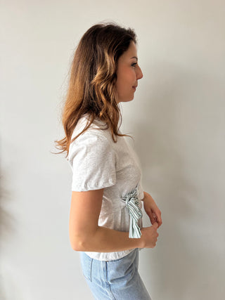 Bow detail grey t-shirt