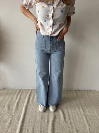 High waist wide pocket jeans