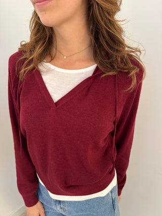 Burgundy double layered knit