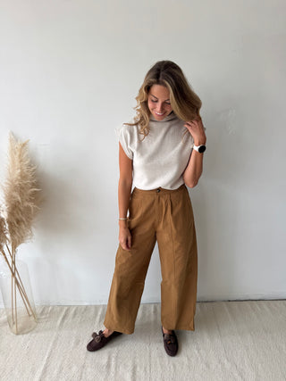 Camel barrel pants