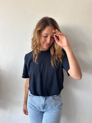 Navy elastic top