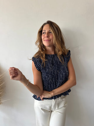 Navy smock top