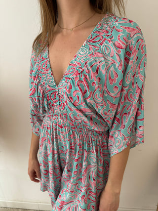 Turquoise pink playsuit
