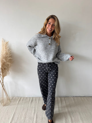 Grey polka dots denim