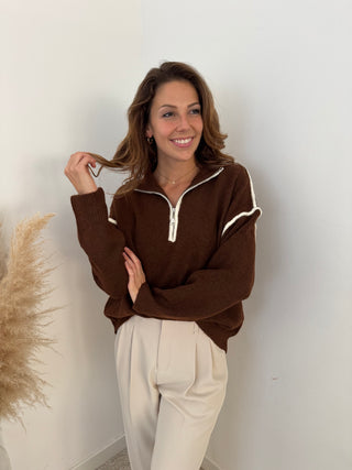 White details brown knit